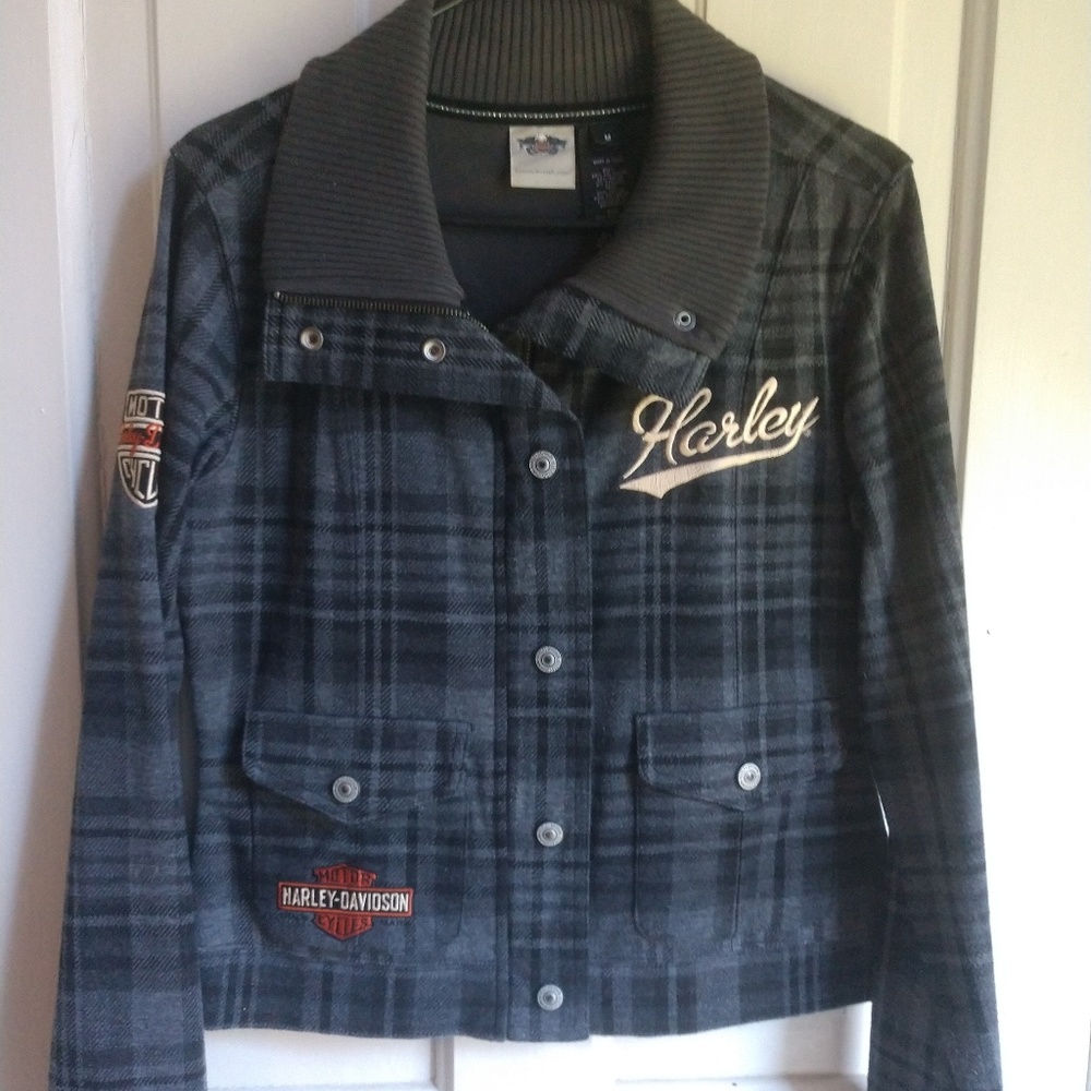 Harley-Davidson sweatshirt jacket.